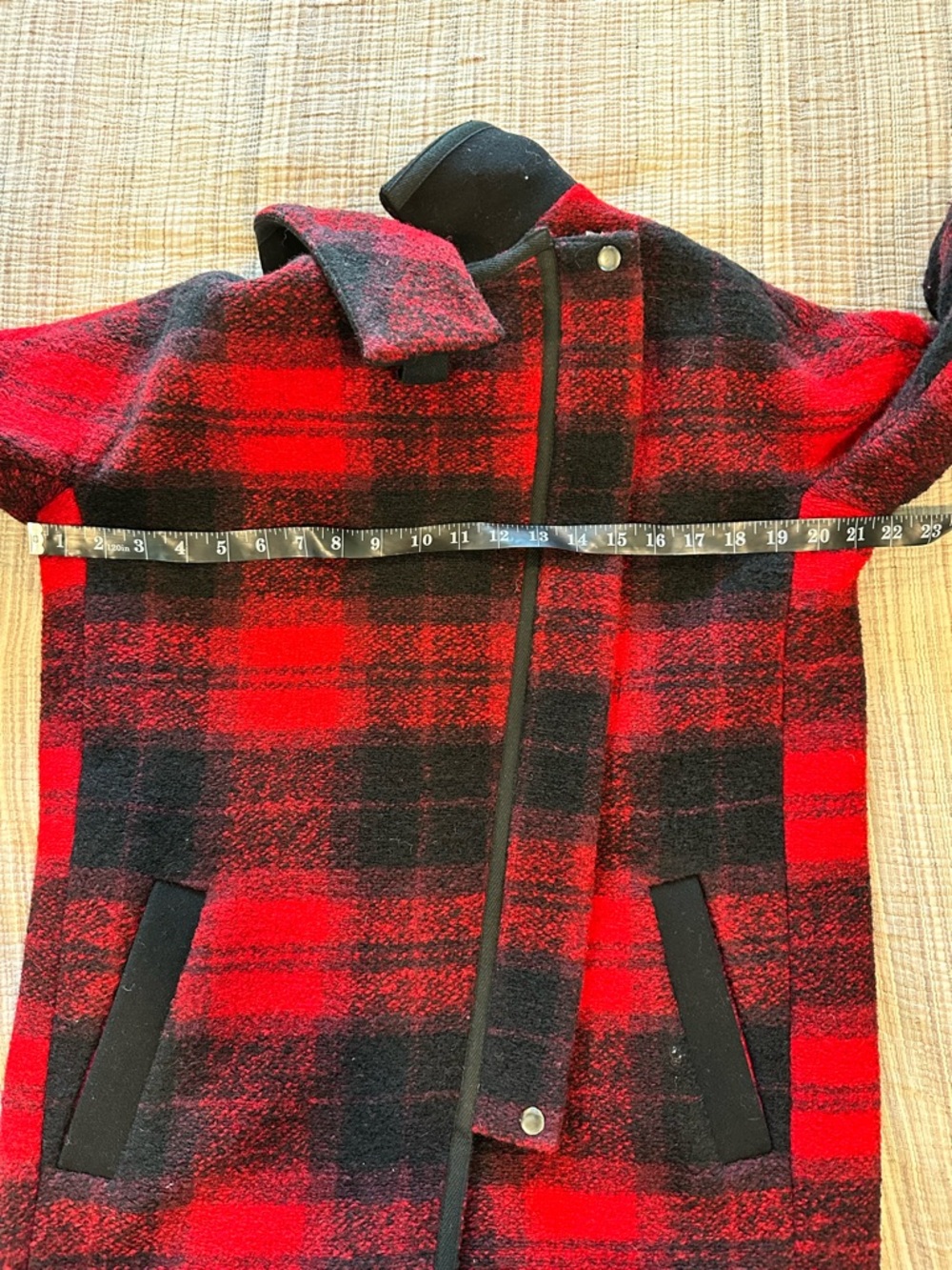 Madewell Flame Red Plaid City Grid Wool Cocoon Coat 0 Oversized - Picture 7 of 8
